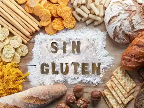 frase "sin gluten" escrita sobre harina.