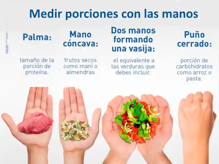 Medir porciones con tañano de las manos