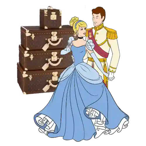 hoteles deluxe Cenicienta y principe con equipaje Vuitton Disney World orlando