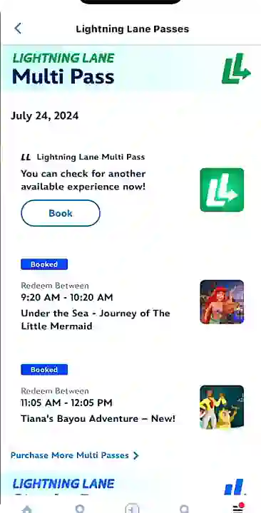Pantalla book nuevo lightning lane