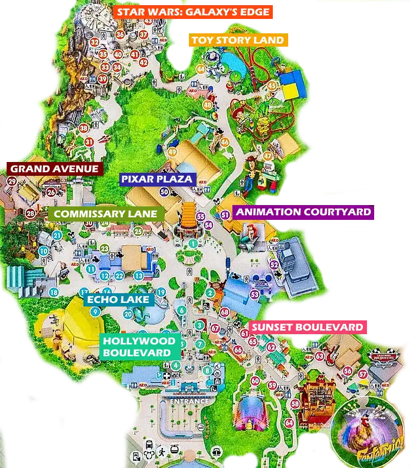Mapa Hollywood Studios Disney WQorld, orlando