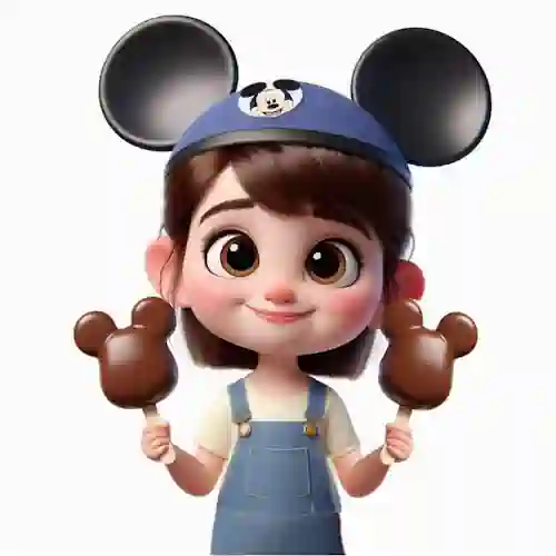 niña con 2 helados mickey mouse incluidos en el Plan de comidas Disney wORLD